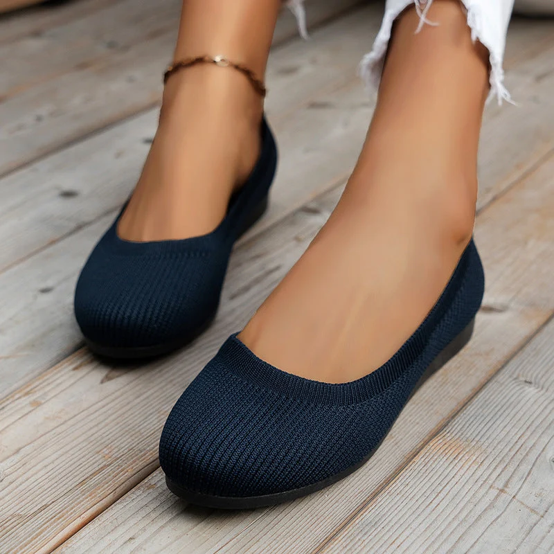Damen Strick-Ballerinas mit elastischem Sitz