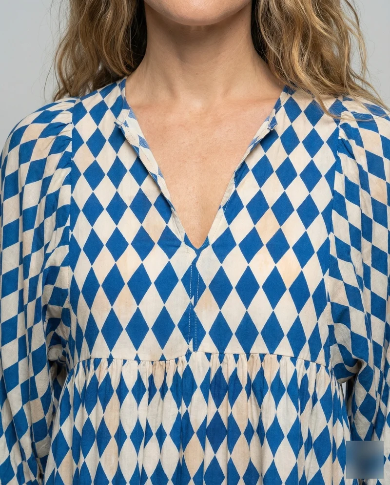 Damen Stufenkleid aus Chiffon mit Ballonärmeln
