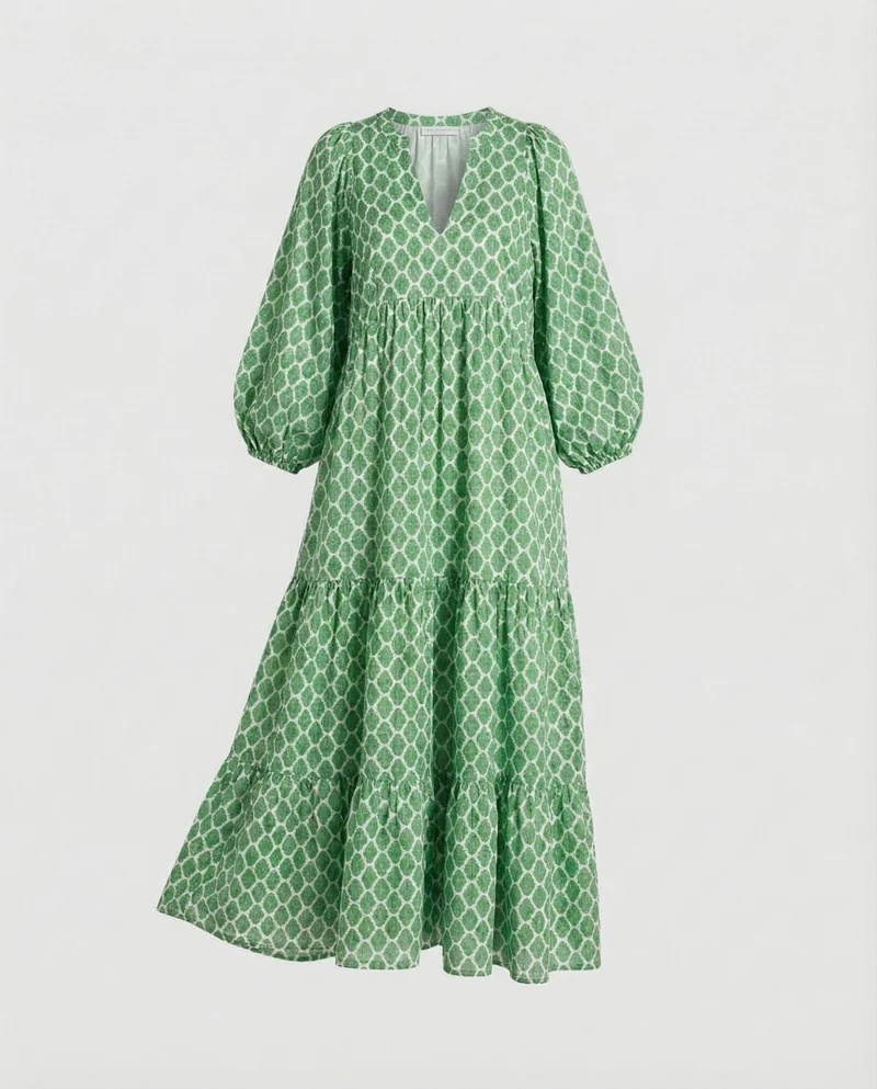 Damen Stufenkleid aus Chiffon mit Ballonärmeln