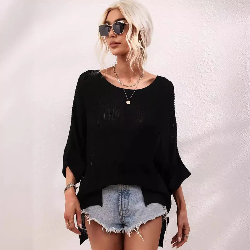 Damen lässiger Strickpullover mit lockerer Passform und modischem Oversized-Stil Nord Taschen
