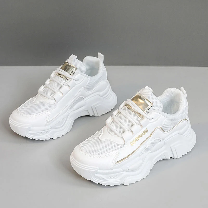 Damen Sportliche Sneakers mit modischer Metallic-Applikation und strukturierter Oberfläche