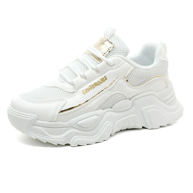 Damen Sportliche Sneakers mit modischer Metallic-Applikation und strukturierter Oberfläche