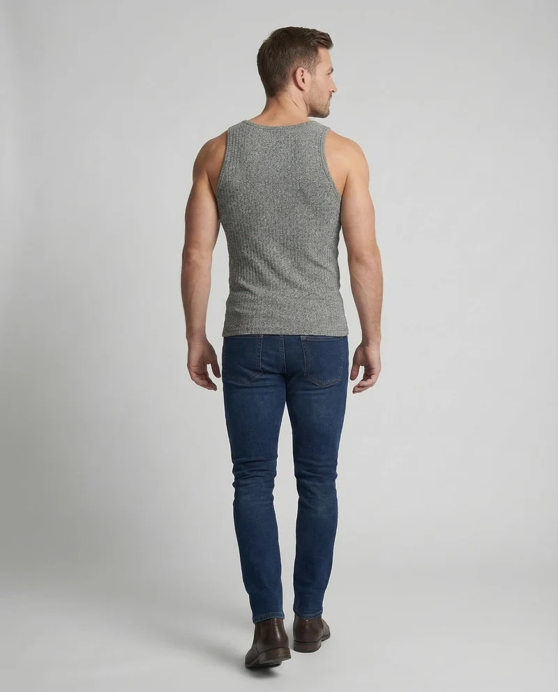 Herren Sportliches Muskelshirt Gerippt