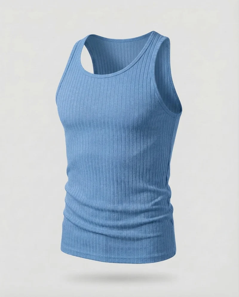 Herren Sportliches Muskelshirt Gerippt