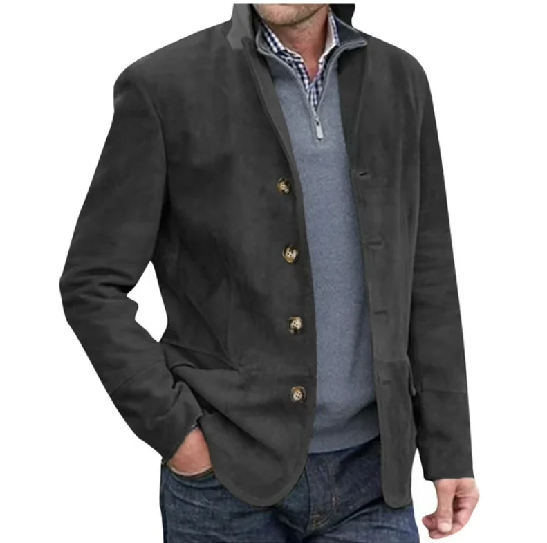 Herren Wildleder Blazer Jacke, Blau & Braun, Elegant & Vielseitig