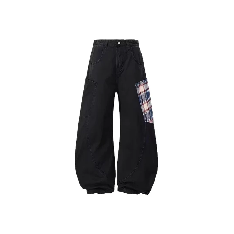 Damen Weitgeschnittene Cargo-Hose mit Karomuster Nord Taschen