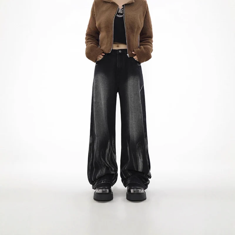 Damen Weitgeschnittene Baumwoll-Jeans Nord Taschen
