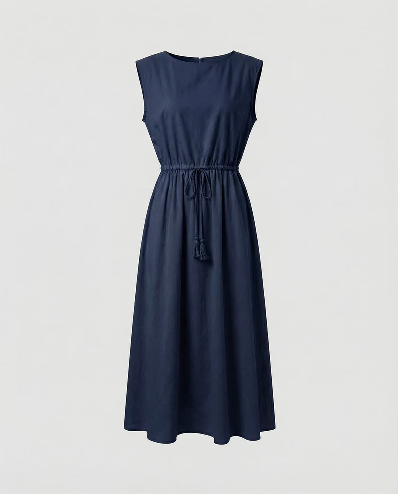 Damen Luftige Bateau-Ausschnitt Midikleid