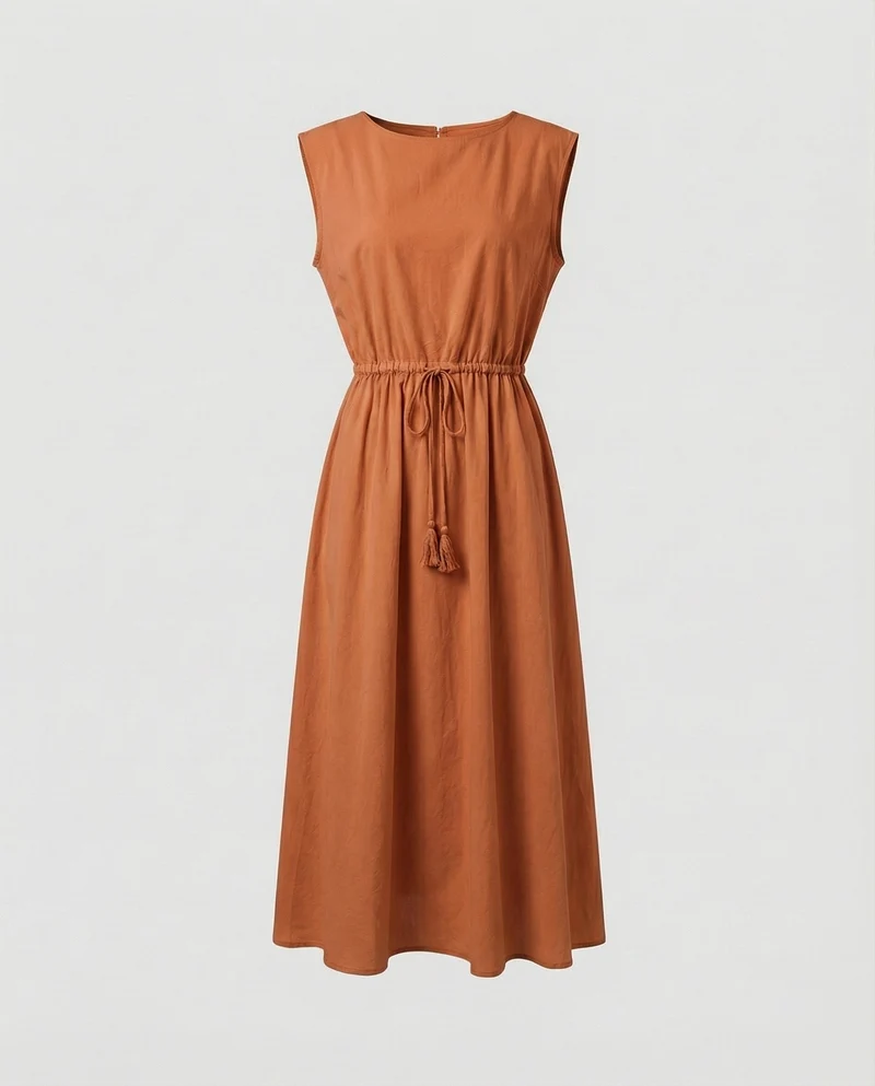 Damen Luftige Bateau-Ausschnitt Midikleid