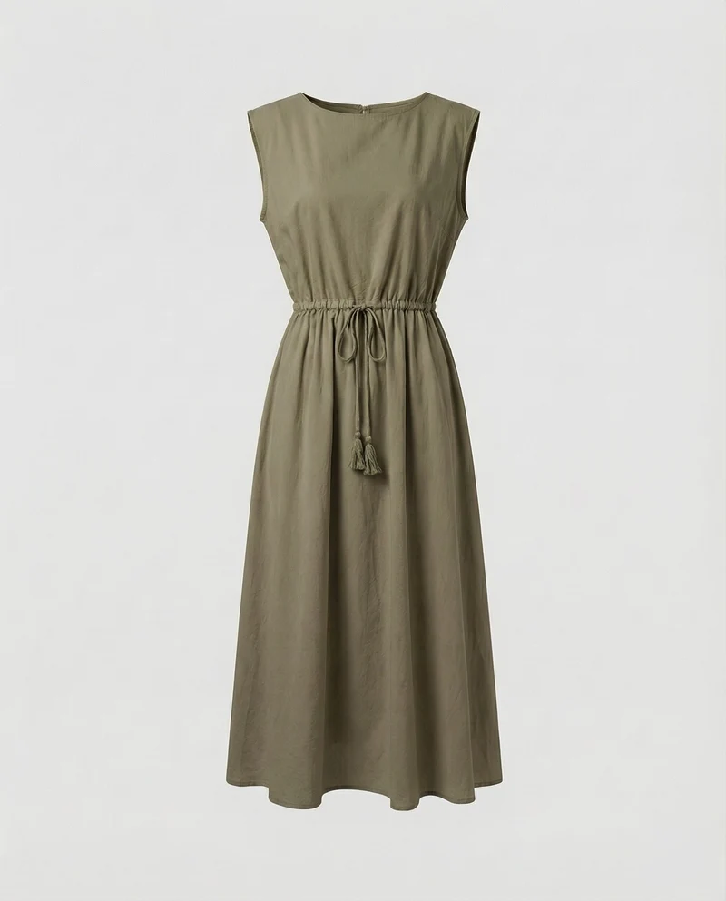 Damen Luftige Bateau-Ausschnitt Midikleid