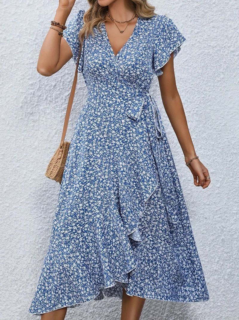Damen Wickelkleid mit floralem Muster
