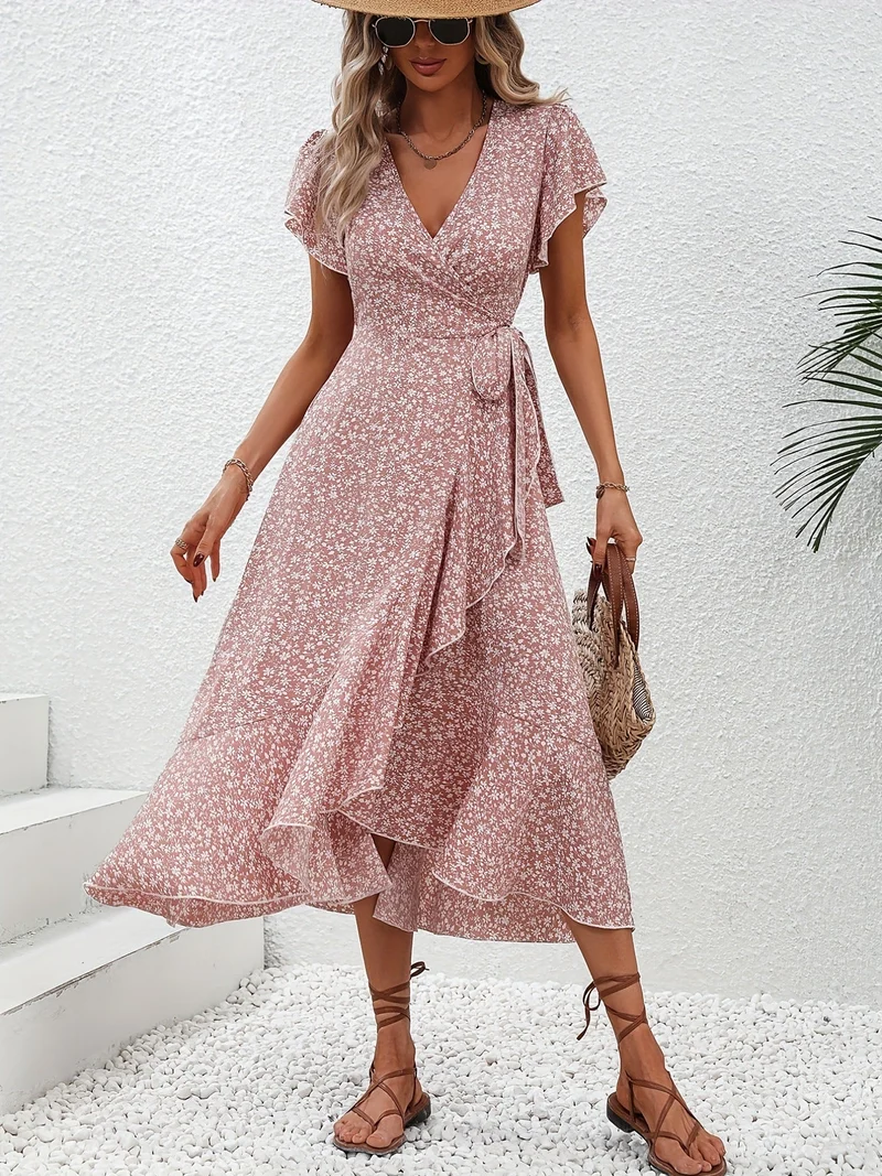 Damen Wickelkleid mit floralem Muster