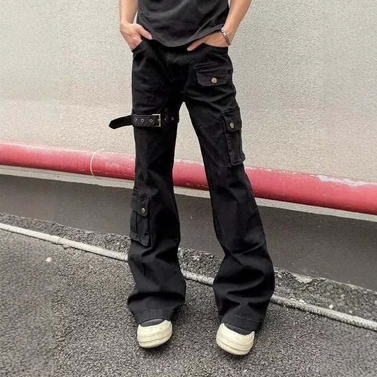 Damen Modische Cargo-Jeans mit weitem Bein und praktischen Taschen Nord Taschen