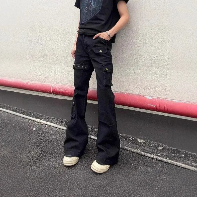 Damen Modische Cargo-Jeans mit weitem Bein und praktischen Taschen Nord Taschen