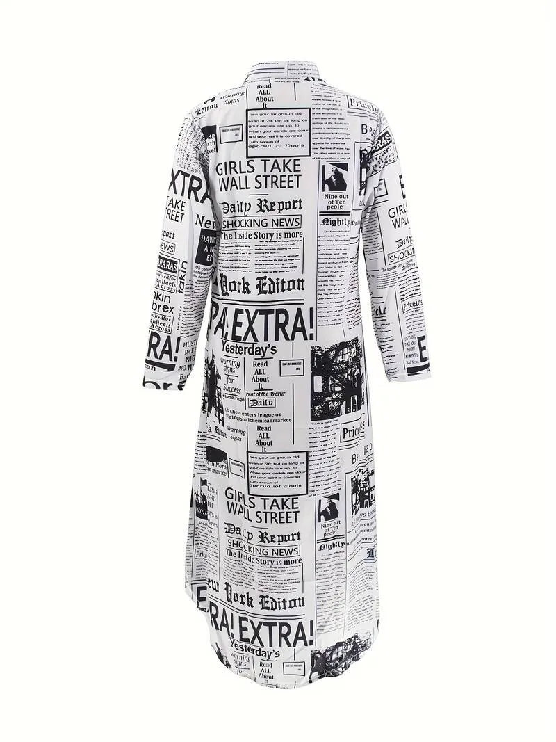 Hemdkleid mit Zeitungsdruck