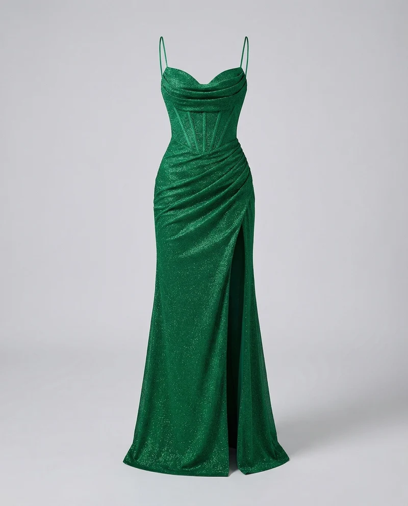 Damen figurumschmeichelndes Gala-Abendkleid mit Wickelraffung