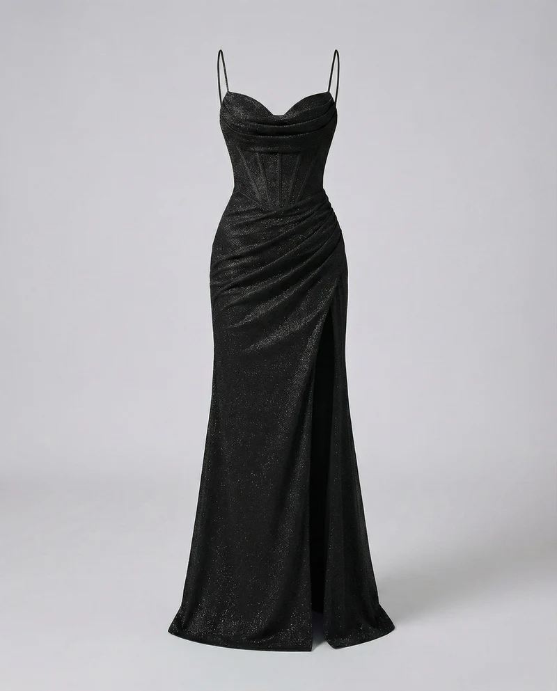 Damen figurumschmeichelndes Gala-Abendkleid mit Wickelraffung