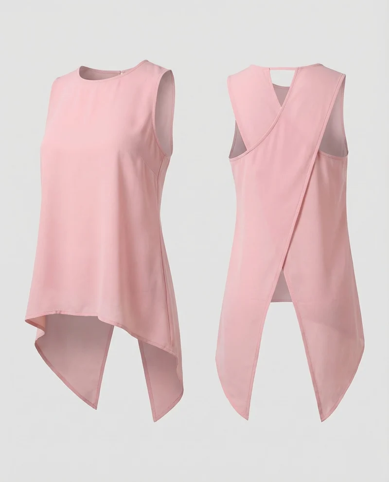 Damen Ärmelloses Longtop Rückenschlitz