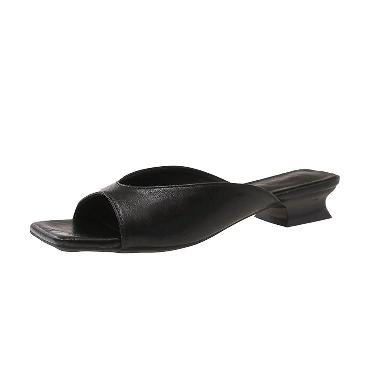 Damen offene Mules mit modernem Blockabsatz