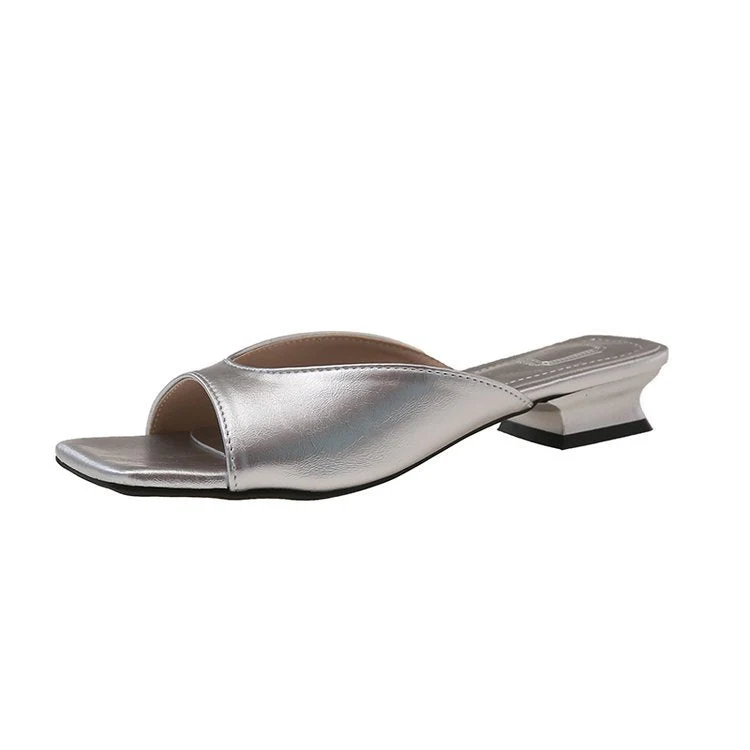 Damen offene Mules mit modernem Blockabsatz