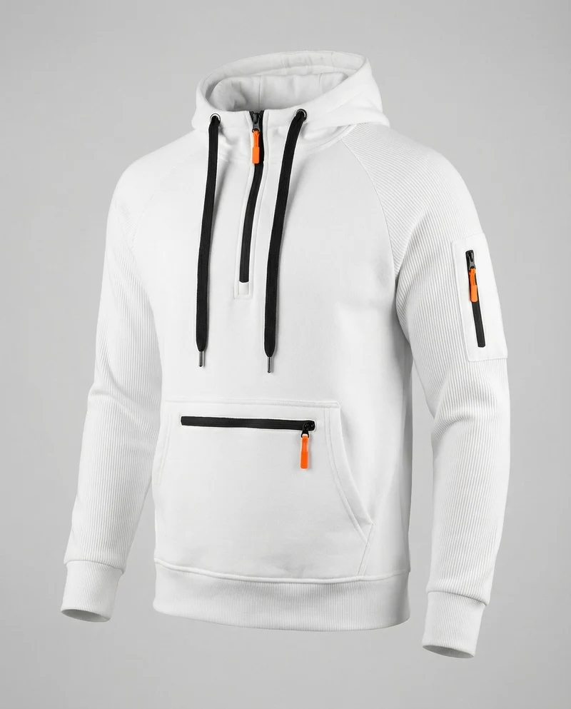Herren sportlicher Hoodie mit praktischen Reißverschlusstaschen und verstellbarem Kapuzenzug
