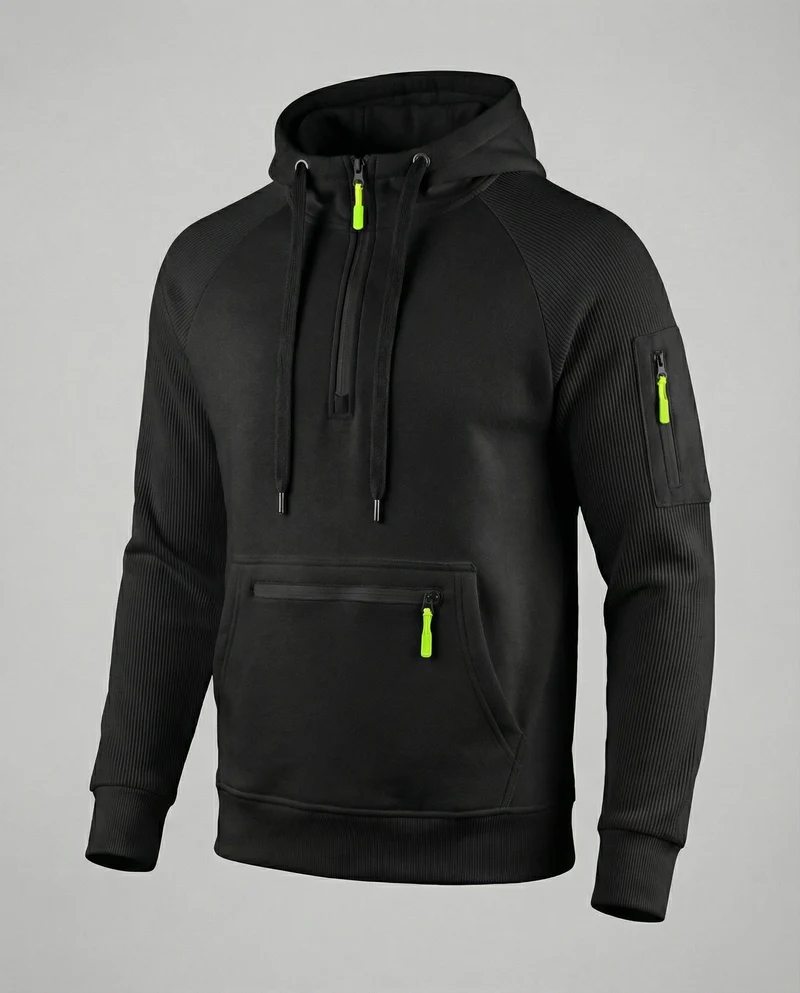 Herren sportlicher Hoodie mit praktischen Reißverschlusstaschen und verstellbarem Kapuzenzug