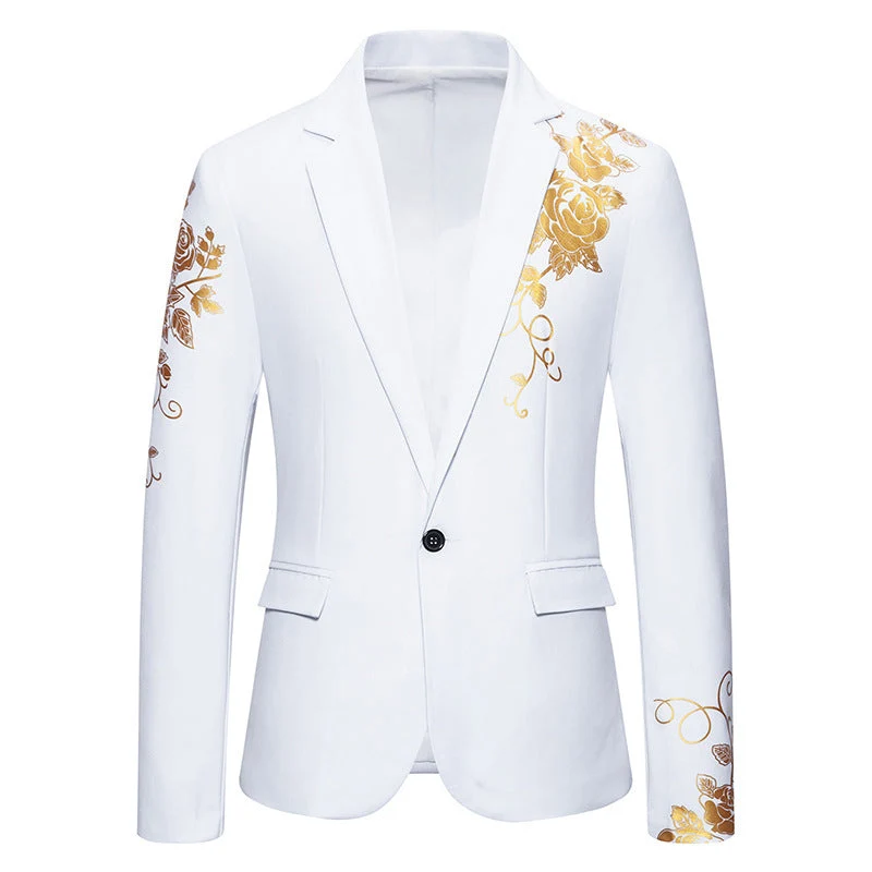 Herren eleganter Blazer mit floralem Goldmuster