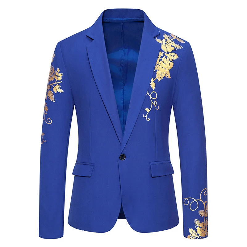 Herren eleganter Blazer mit floralem Goldmuster