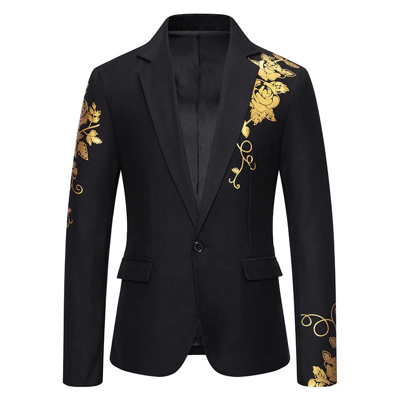 Herren eleganter Blazer mit floralem Goldmuster