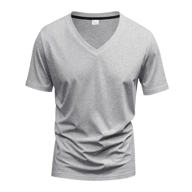 Herren klassisches V-Ausschnitt T-Shirt aus feinem Baumwolljersey mit verstärktem Nackenband und Doppelnaht Nord Taschen
