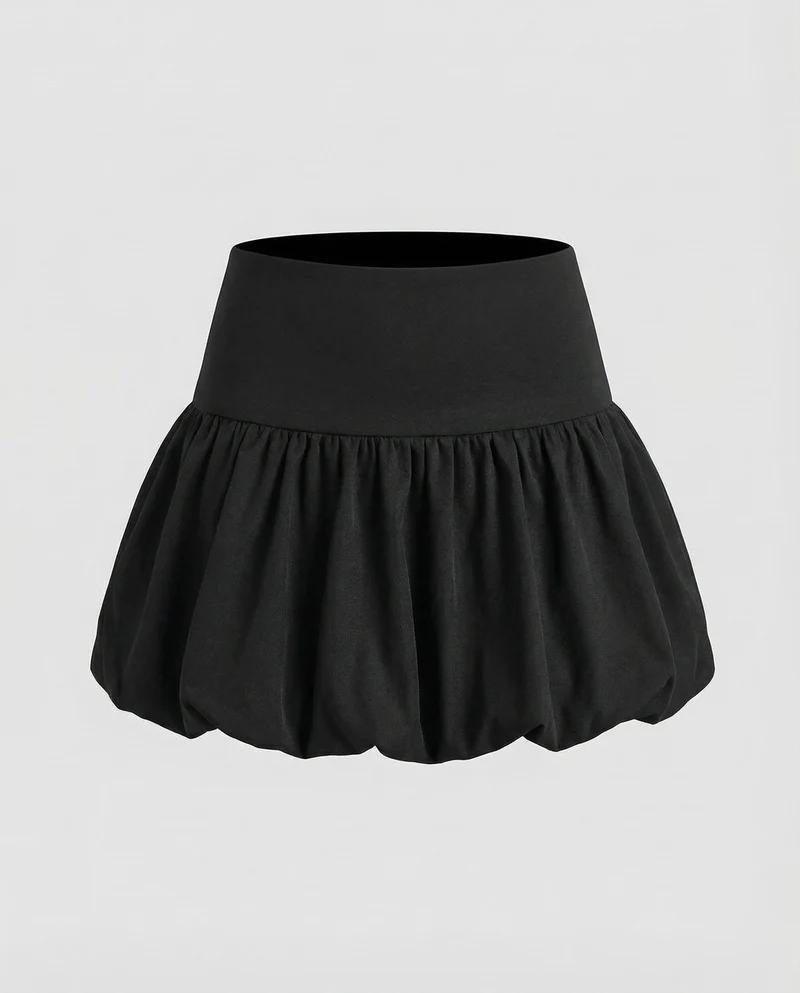 Damen Bequeme Ballonierter Saum Mischgewebe Tulpen-Minirock
