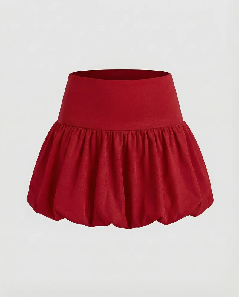 Damen Bequeme Ballonierter Saum Mischgewebe Tulpen-Minirock