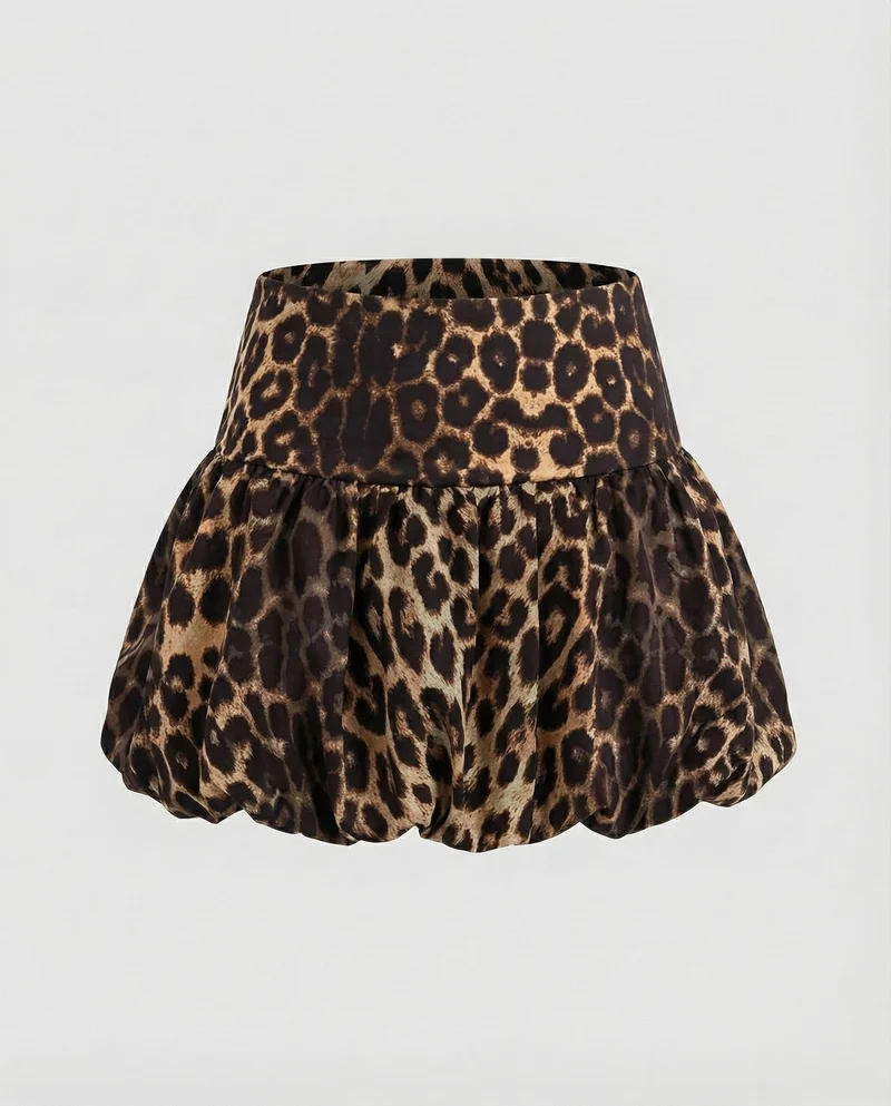 Damen Bequeme Ballonierter Saum Mischgewebe Tulpen-Minirock