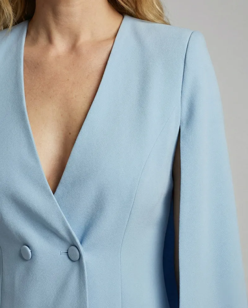 Damen tailliertes Cape-Blazerkleid mit V-Ausschnitt