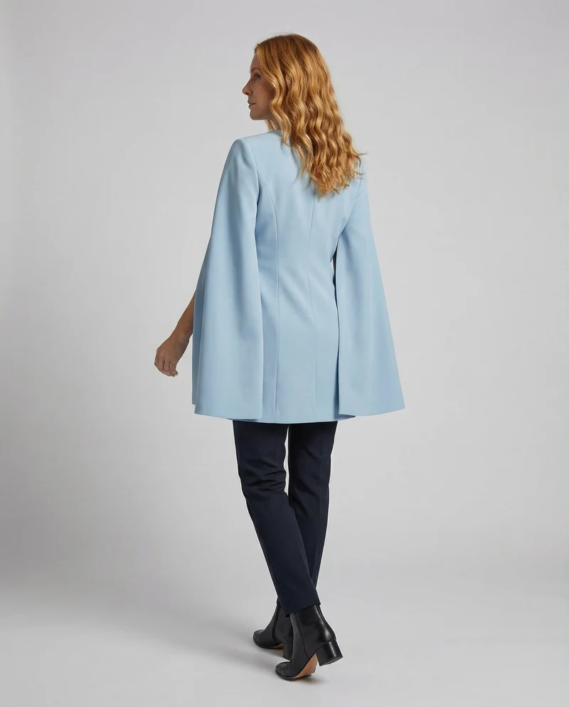 Damen tailliertes Cape-Blazerkleid mit V-Ausschnitt