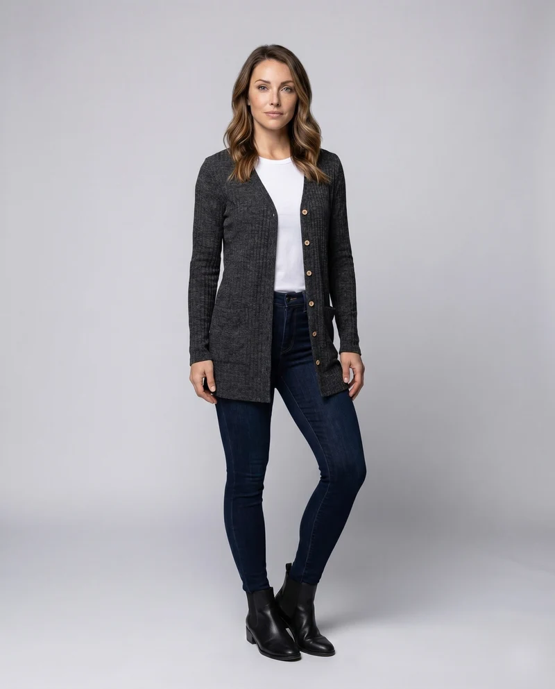 Damen Strickcardigan mit praktischen Taschen und Knopfdetails