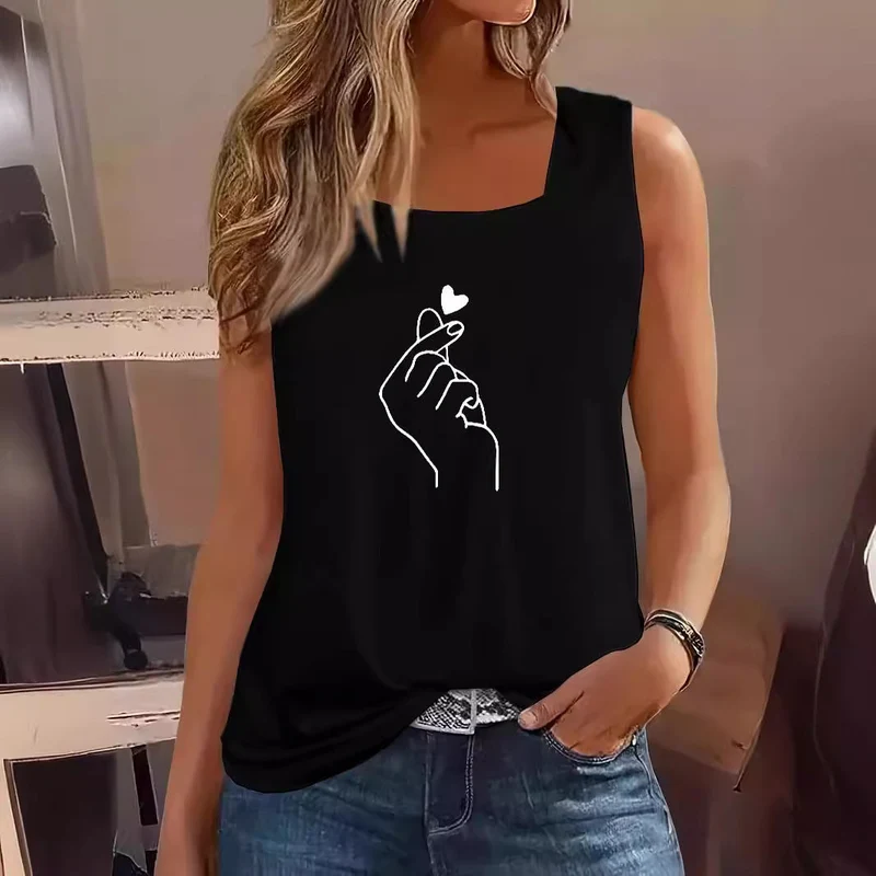 Damen ärmelloses T-Shirt mit kreativem Handdesign