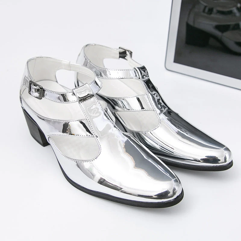 Damen Elegante Metallic Heels mit verstellbarem Riemen Nord Taschen