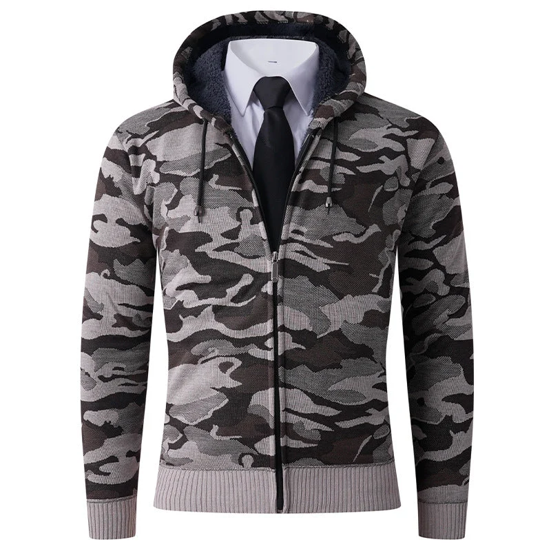 Herren modischer Hoodie mit gefütterter Kapuze und kräftigem Camouflage-Muster