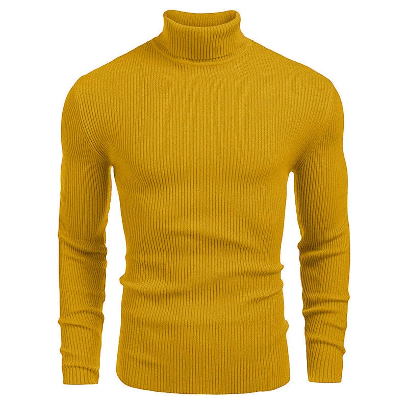 Herren Rollkragenpullover aus feinem Rippstrickmaterial