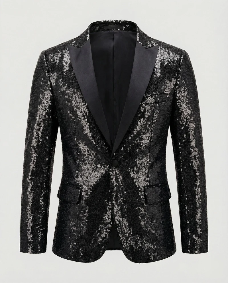 Glänzender Herren Pailletten Blazer