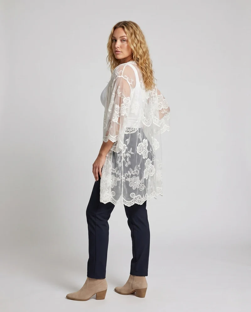 Damen Luftige Spitzenjacke