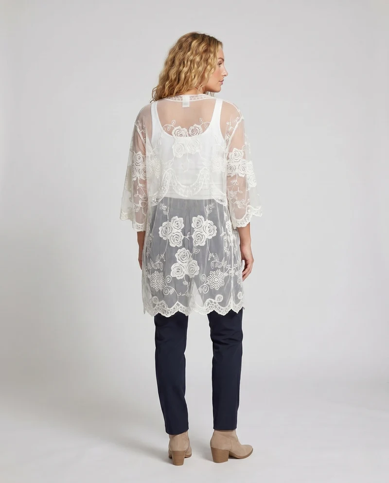 Damen Luftige Spitzenjacke