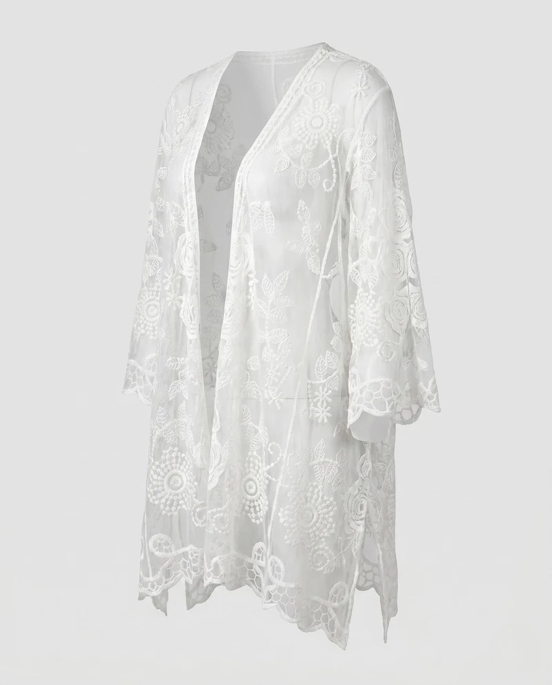Damen Luftige Spitzenjacke