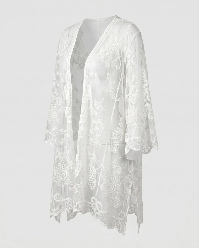 Damen Luftige Spitzenjacke