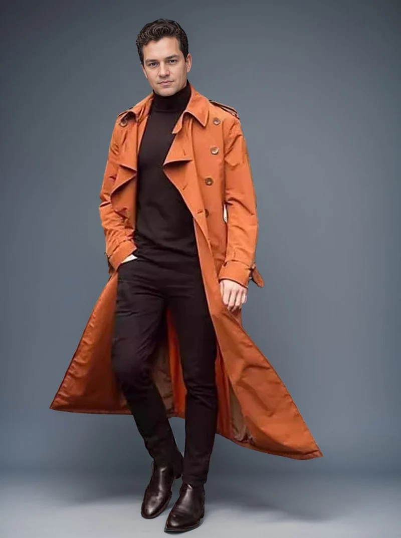 Herren Langer Trenchcoat