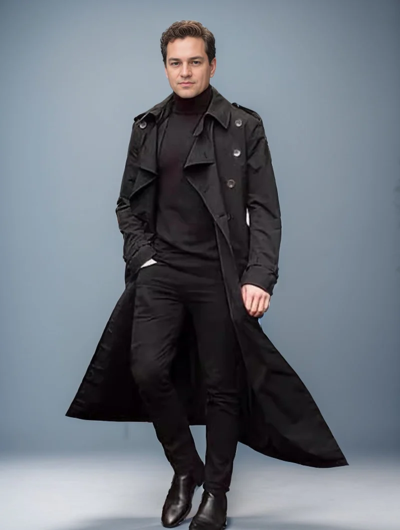 Herren Langer Trenchcoat