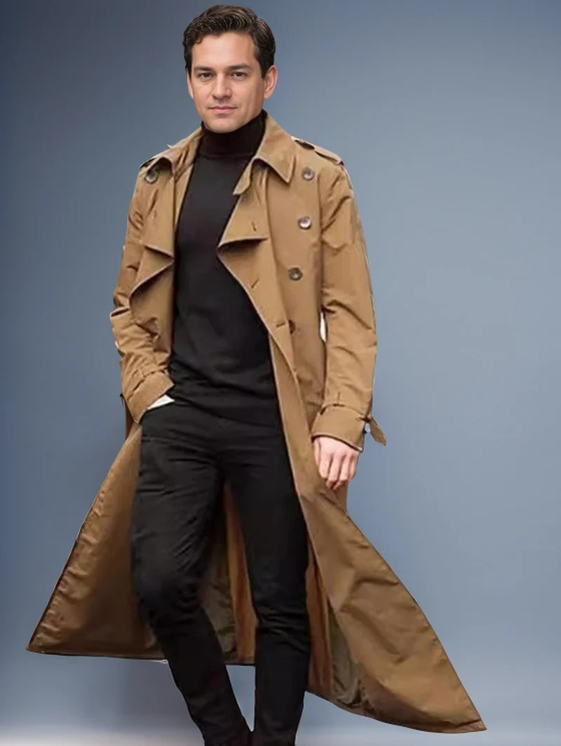 Herren Langer Trenchcoat