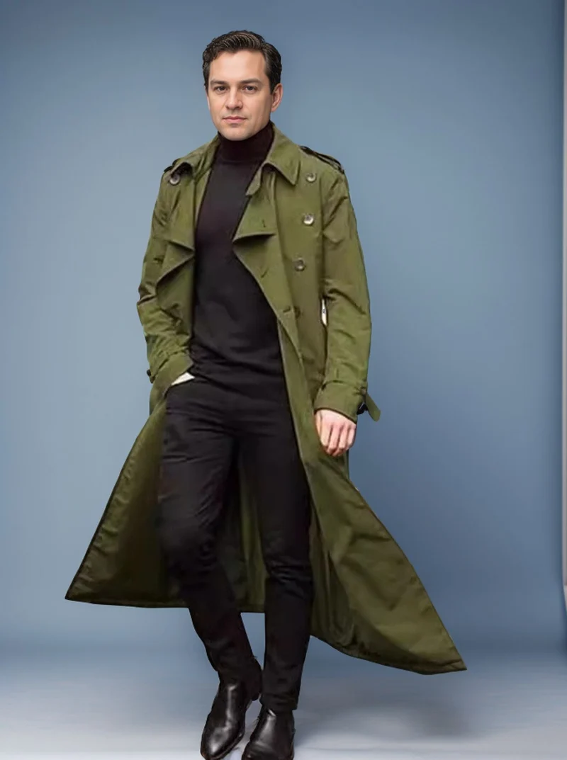 Herren Langer Trenchcoat