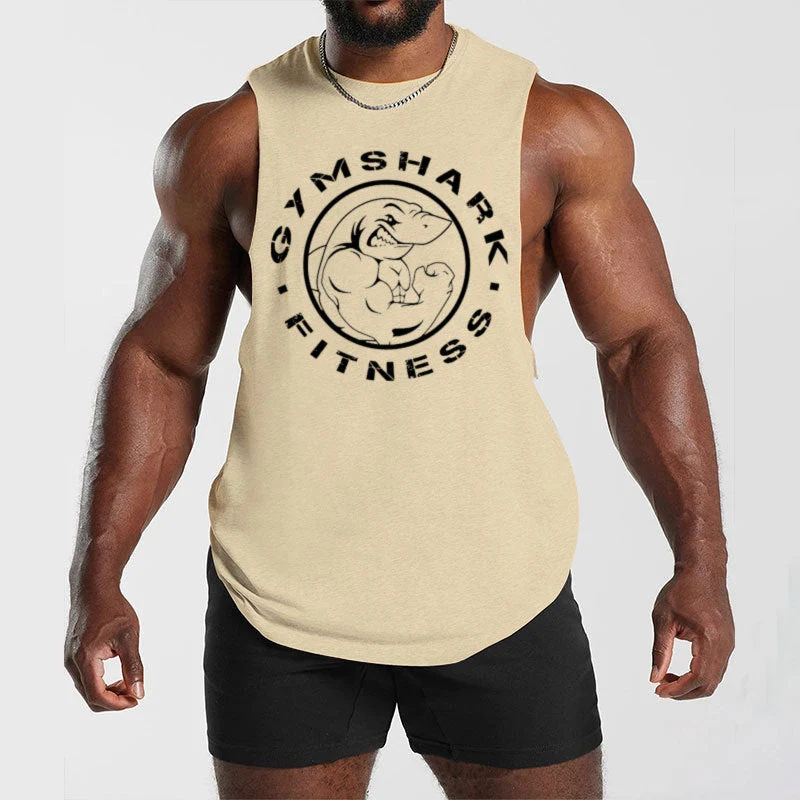 Herren ärmelloses Muskelshirt mit extra tiefen Armöffnungen und großem Logodruck